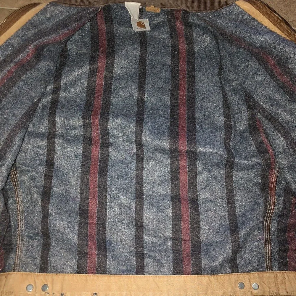 Vintage Carhartt Detroit Blanket Lined Jacket Distressed Thrashed USA Med - Picture 3 of 12